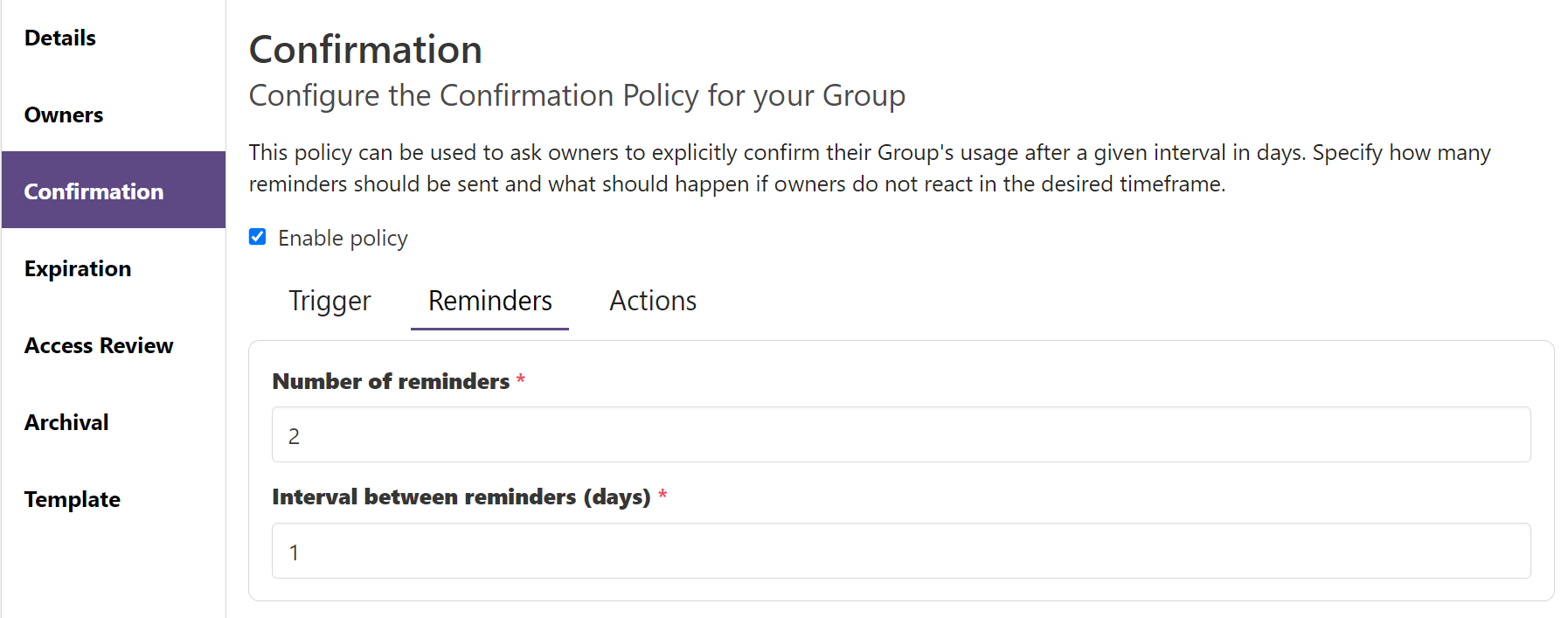 Learning Team Confirmation Policy