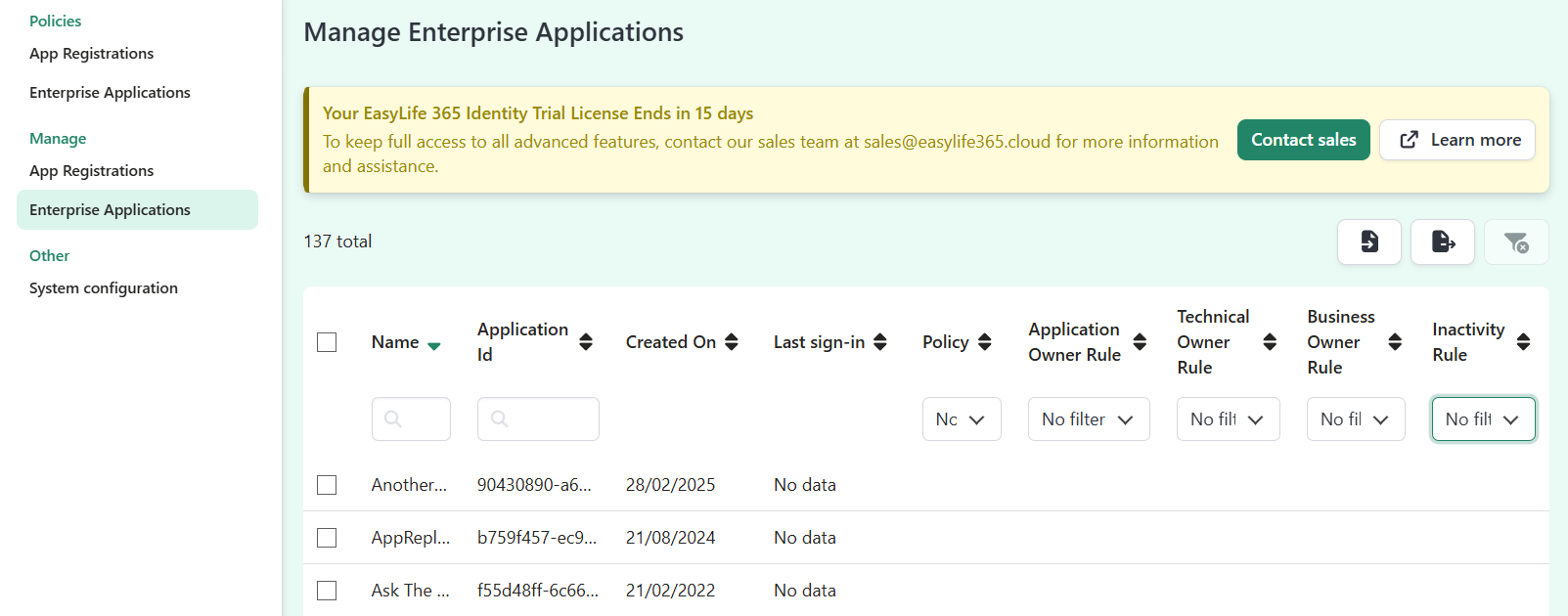 EasyLife 365 App Enterprise Management