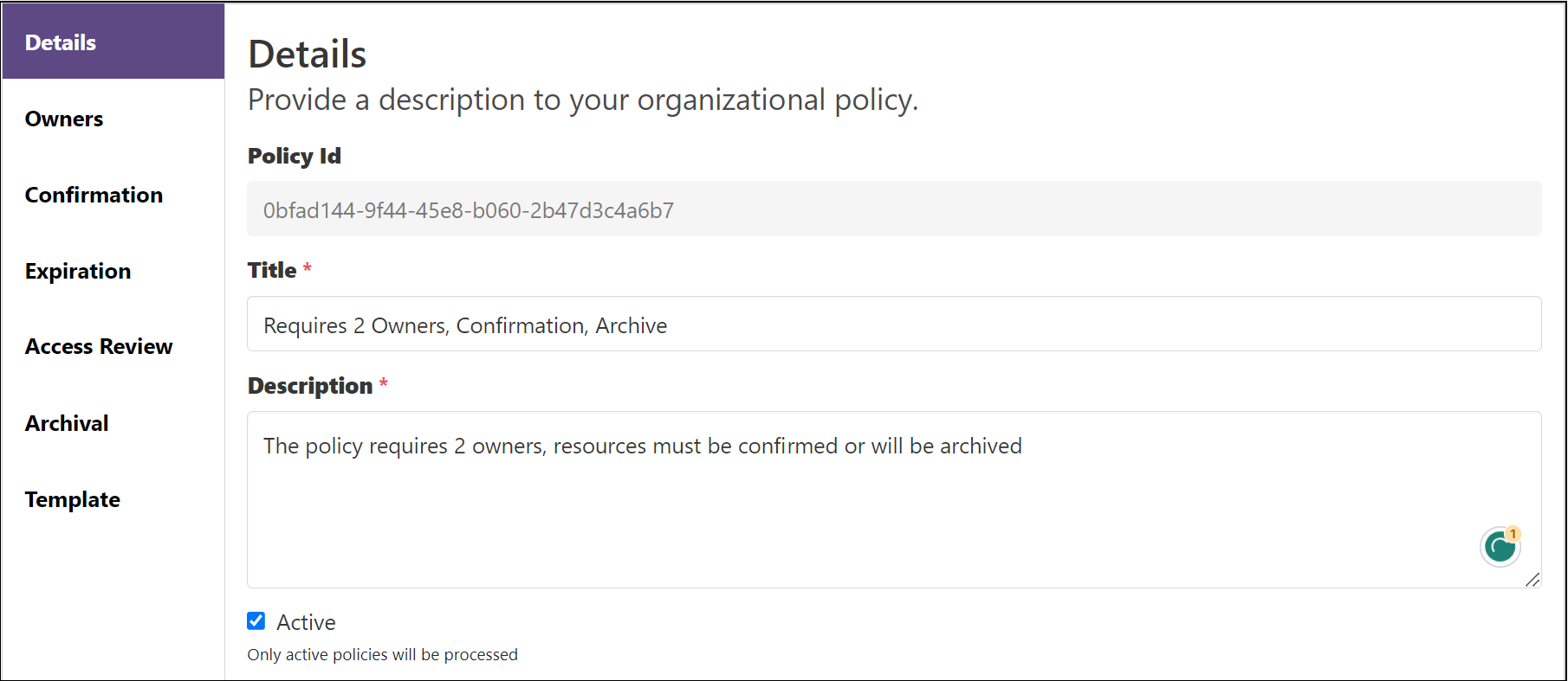 Policy Details