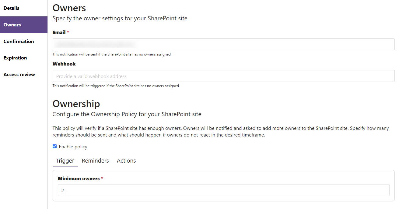 learning SharePoint owners policy