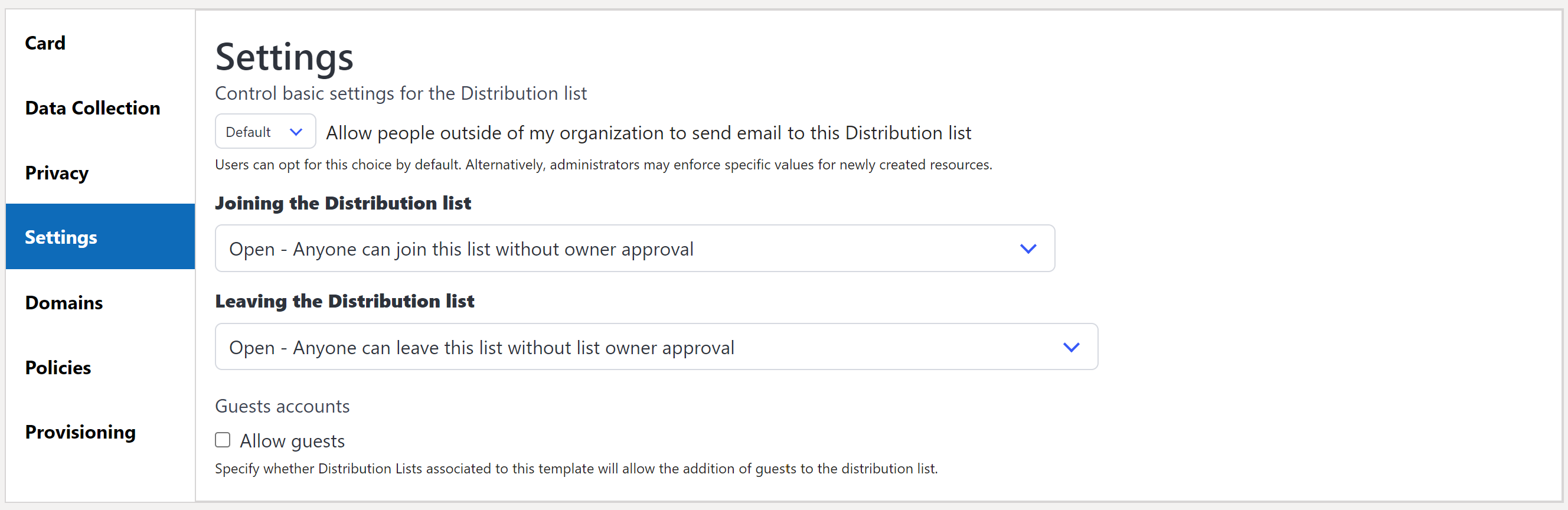 Configuring Template to Allow Guests